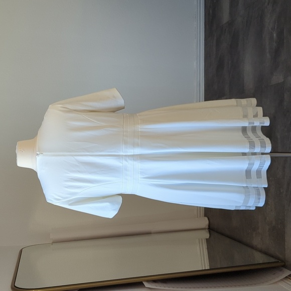 NEW Calvin Klein Short Sleeve Fit & Flare Stripe Hem Dress White 18W preppy - Picture 3 of 13